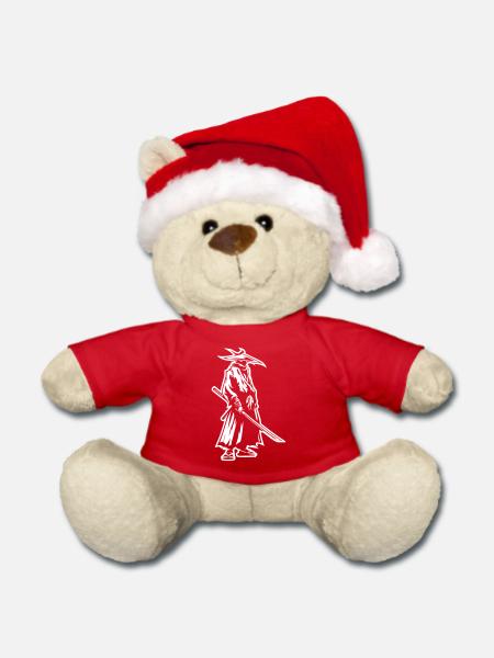 Mystischer Samurai mit Katana - Weihnachtsteddy - Rot