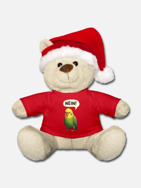 Wellensittich Vogel NEIN - Weihnachtsteddy - Rot - Vorne