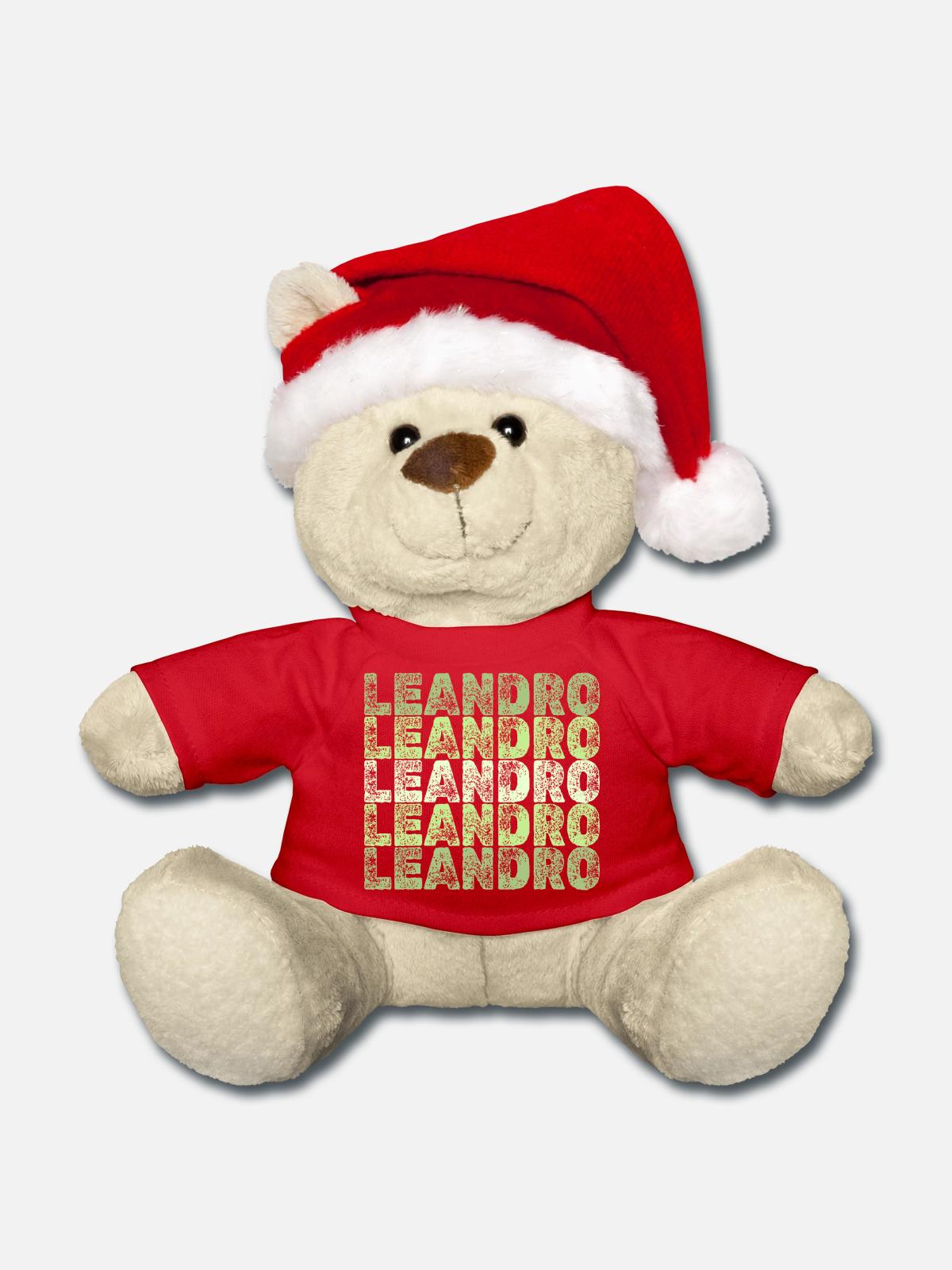 Vorname Leandro - Weihnachtsteddy - Rot - Vorne