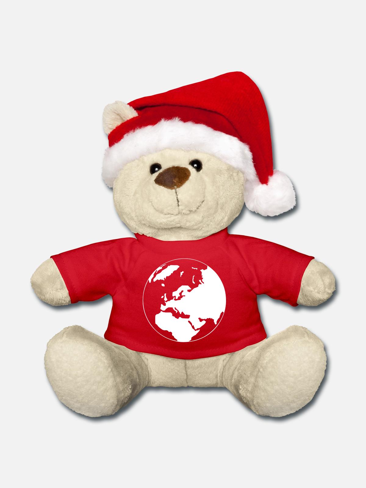 Eine Weltkarte - Weihnachtsteddy - Rot - Vorne