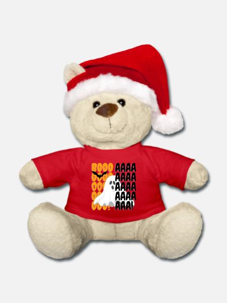 Halloween Geist Boo Muster - Weihnachtsteddy - Rot