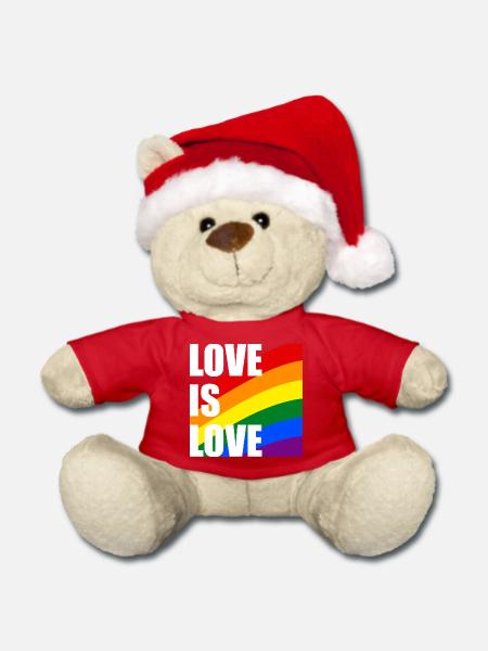 LiebeIstLiebe Regenbogen - Weihnachtsteddy - Rot