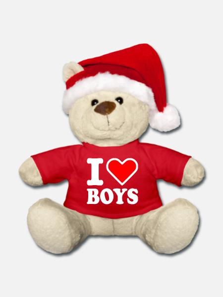 I love boys - Weihnachtsteddy - Rot