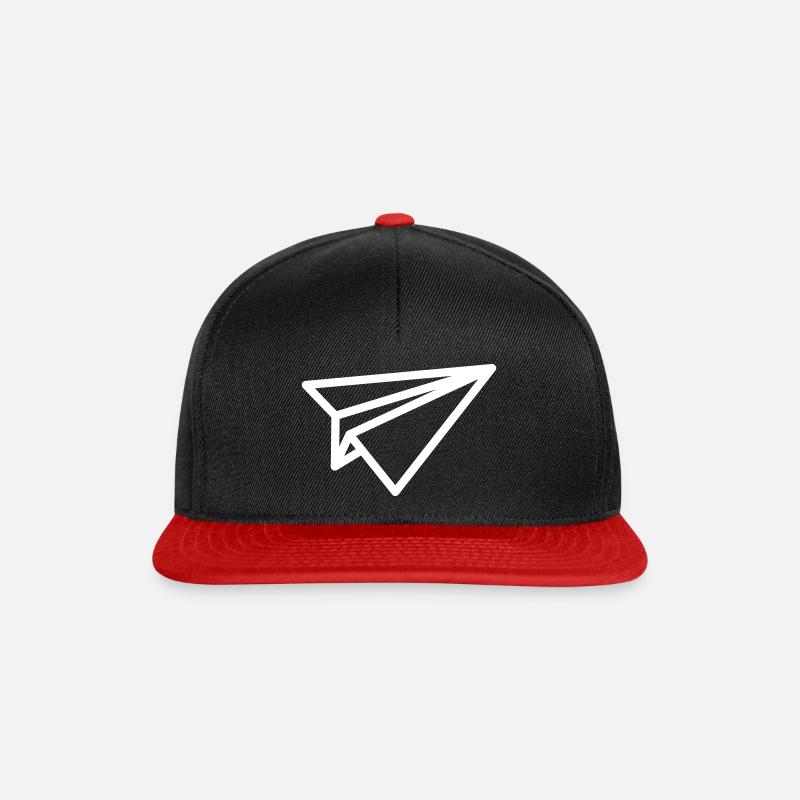 Papierflieger groß auf Tshirt - Snapback Cap - Schwarz/Rot