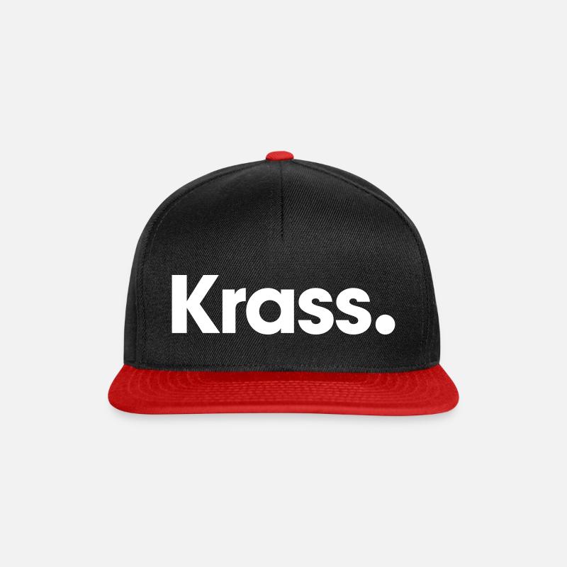 Krass, Meme, Designfarbe editierbar. - Snapback Cap - Schwarz/Rot