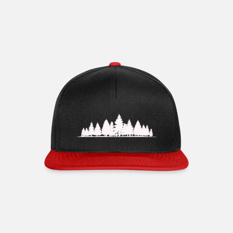 Wald Silhouette Bäume - Snapback Cap - Schwarz/Rot