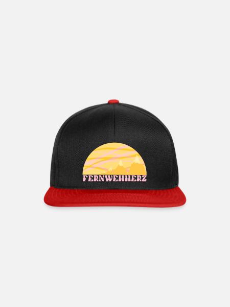 Reiselust Fernweh Herz - Snapback Cap - Schwarz/Rot