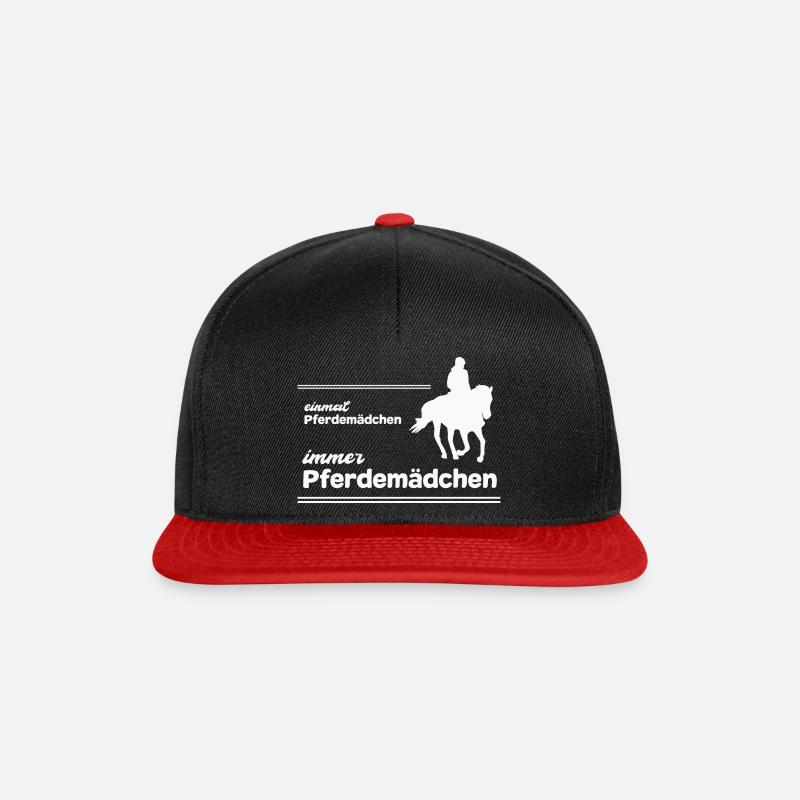 Pferdemädchen Reiten Geschenk Mädchen Pferde - Snapback Cap - Schwarz/Rot