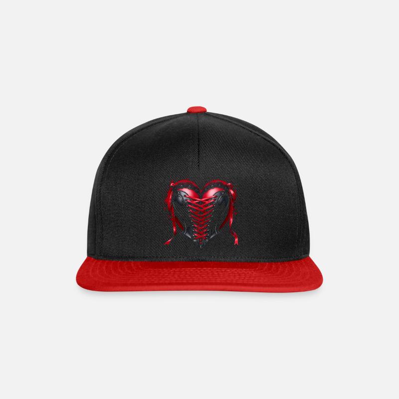 Herz Korsett - Gothic Valentinstag - Snapback Cap - Schwarz/Rot