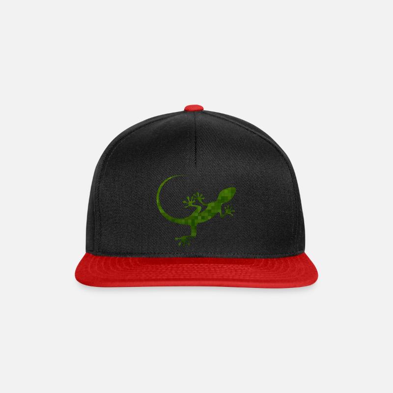 grüne Eidechse - Snapback Cap - Schwarz/Rot