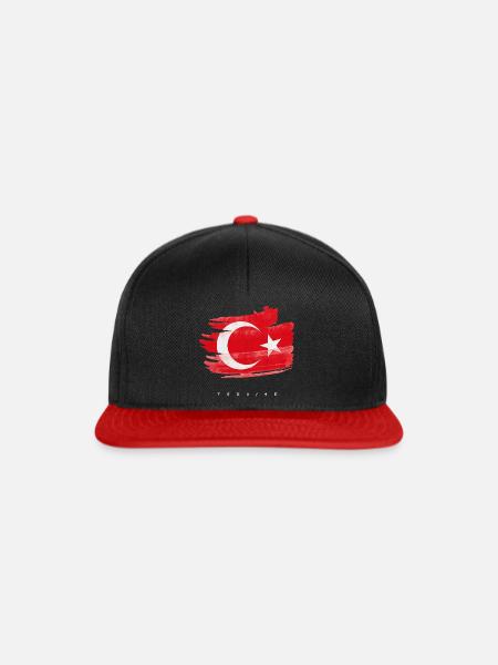 Türkiye Türkei Wasserfarben Flagge - Snapback Cap - Schwarz/Rot