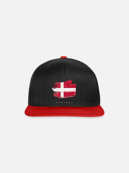 Dänemark Dänische Flagge Wasserfarbe - Snapback Cap - Schwarz/Rot