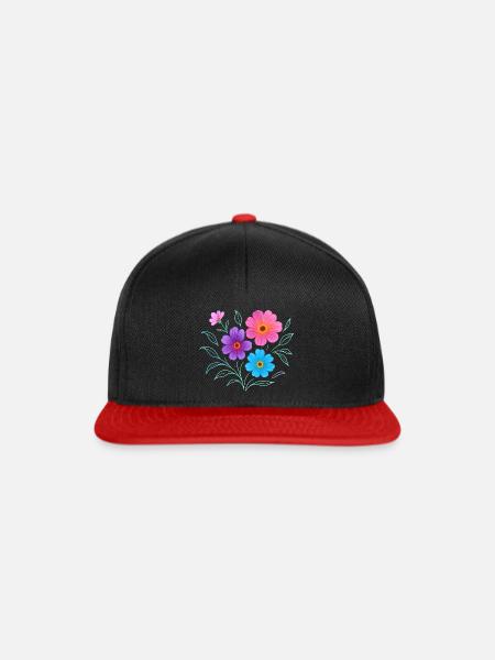 Colored Flowers by N.J. Design - Snapback Cap - Schwarz/Rot