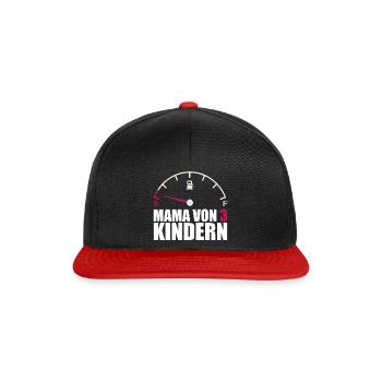 Mama von 3 Kindern Tankanzeige Energie Kraftlos - Snapback Cap - Schwarz/Rot - Vorne