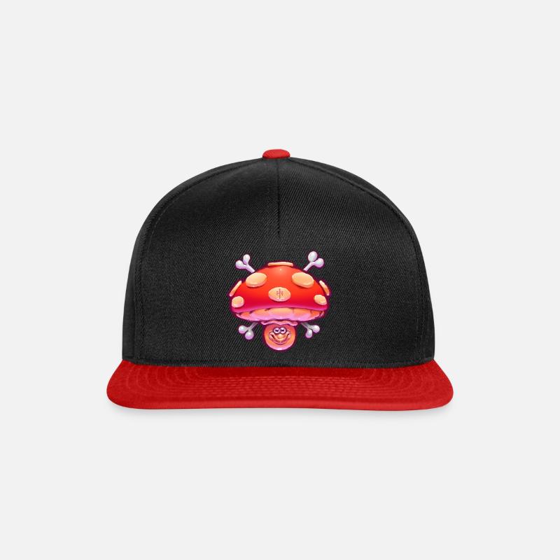 Happy Mushroom - Snapback Cap - black/red