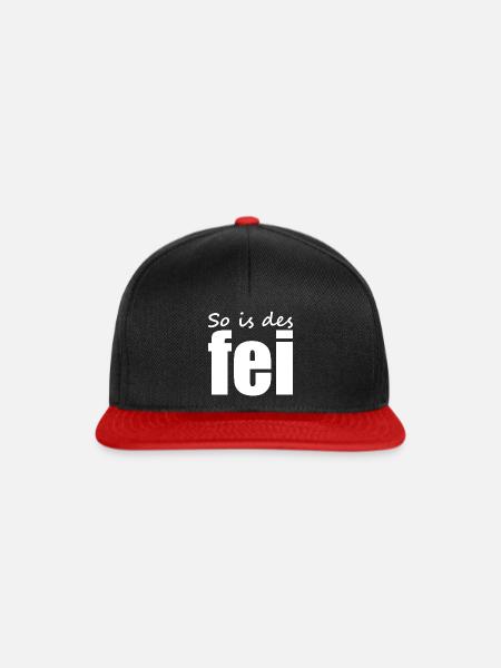 Fränkisch - Dialekt - Spruch - Snapback Cap - Schwarz/Rot