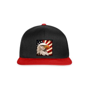 USA Flagge Adler - Snapback Cap - Schwarz/Rot - Vorne