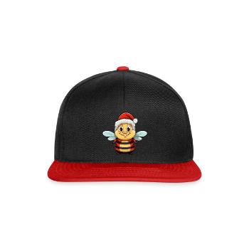 Biene Weihnachten - Snapback Cap - Schwarz/Rot - Vorne