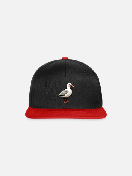 Möwe Seevogel - Snapback Cap - Schwarz/Rot