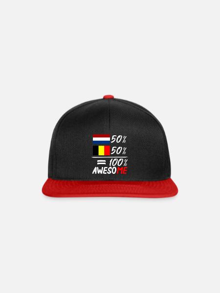 50% Niederlande 50% Belgien - Snapback Cap - Schwarz/Rot