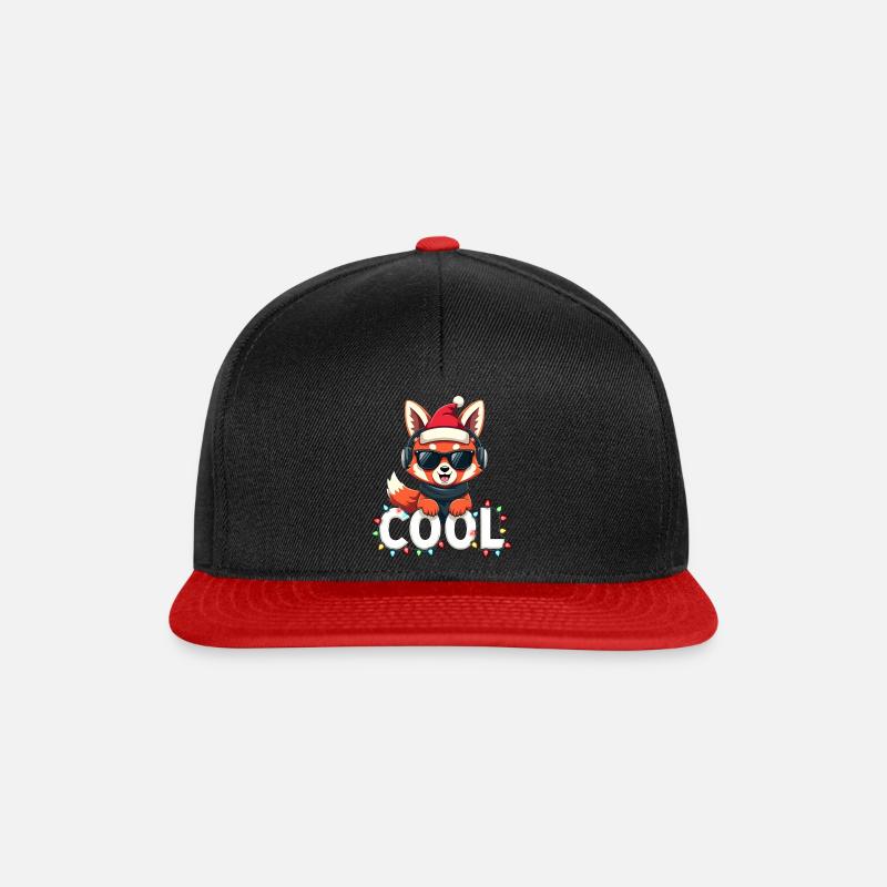Cooler Roter Panda - Weihnachtsfest - Snapback Cap - Schwarz/Rot