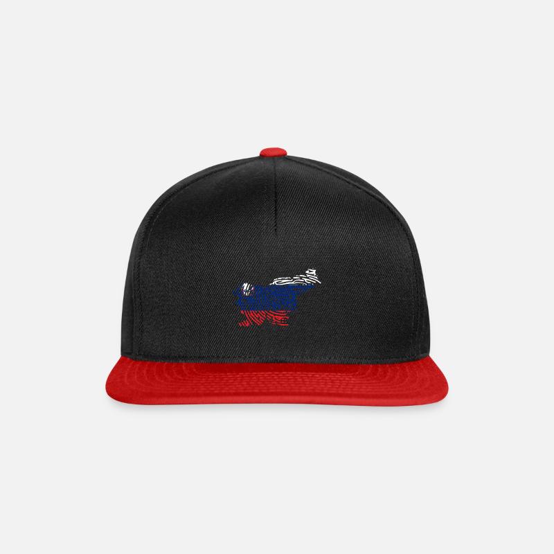 Slovénie Pavillon Empreinte digitale Contour - Casquette snapback - noir/rouge