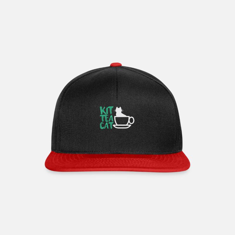 KitTeaCat! Katze, Kit Kat, Geschenk, Tee - Snapback Cap - Schwarz/Rot