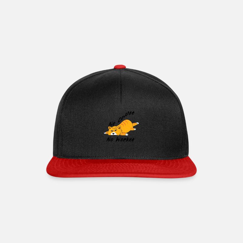 No Coffee No Work Coffee Cat Cats Gift - Snapback Cap - black/red