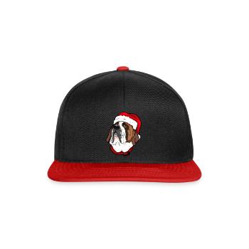 Bernhardiner mit Weihnachtsmütze Hund Geschenk - Snapback Cap - Schwarz/Rot - Vorne