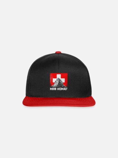 Schweiz Matterhorn Zermatt Schweizerkreuz Geschenk - Snapback Cap - Schwarz/Rot