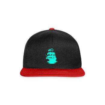 Sailing Ship Seafaring Fantasy Maritime Dinghy - Snapback Cap - black/red - Front
