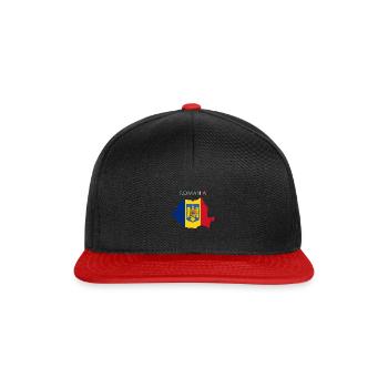 Rumänien Flagge - Kunstdesign - Snapback Cap - Schwarz/Rot - Vorne