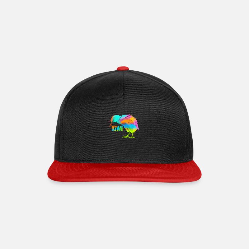Kiwi Vogel Art - Kiwi Kunst Neuseeland Geschenk - Snapback Cap - Schwarz/Rot