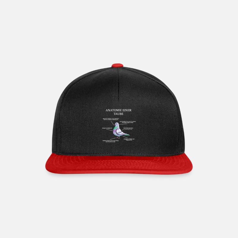 Anatomie einer Taube - Brieftaube Tauben Flüsterer - Snapback Cap - Schwarz/Rot
