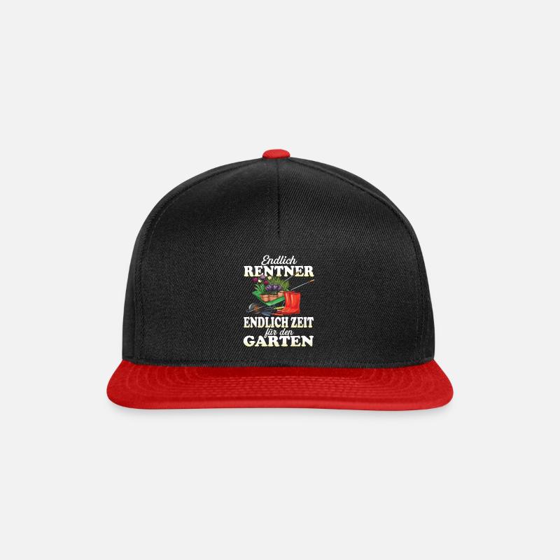 Endlich Rentner endlich Zeit für den Garten - Snapback Cap - Schwarz/Rot