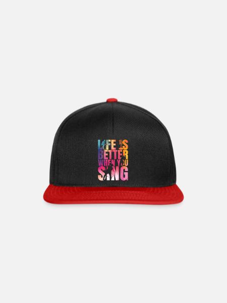 Singen für Sänger und Karaoke Fans - Snapback Cap - Schwarz/Rot