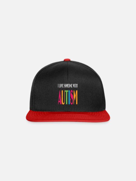 Ich liebe jemanden mit Autismus Autismus Retro - Snapback Cap - Schwarz/Rot