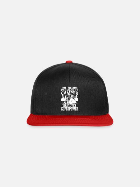 I'm a permanent Camper what's your - Snapback Cap - Schwarz/Rot