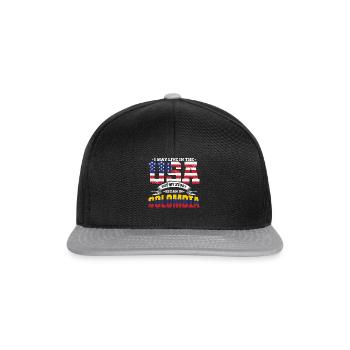 USA Kolumbien Story Südamerika Heimatland Geschenk - Snapback Cap - Schwarz/Grau - Vorne