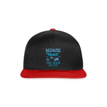 Because The Door Was Open Skydiving - Snapback Cap - Schwarz/Rot - Vorne