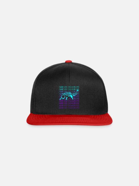 Ankylosaurus Dinosaurier Retro - Snapback Cap - Schwarz/Rot