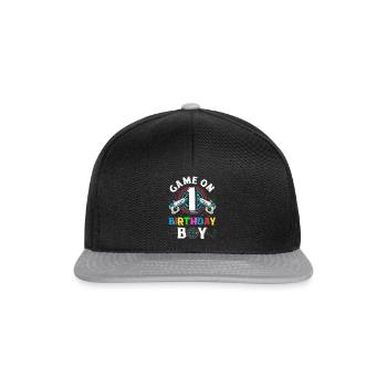 Lasertag Game On 1 Birthday Boy Indoor Laser Tag - Snapback Cap - black/grey - Front