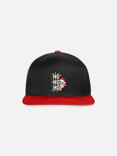 schaf spruch ho ho ho weihnachts hemden für männer - Snapback Cap - Schwarz/Rot