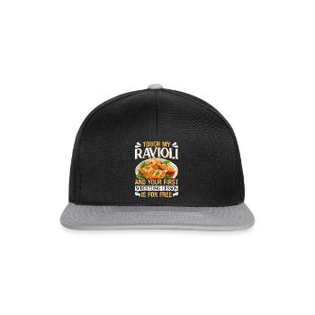 Hands off my ravioli motif - Snapback Cap - black/grey - Front