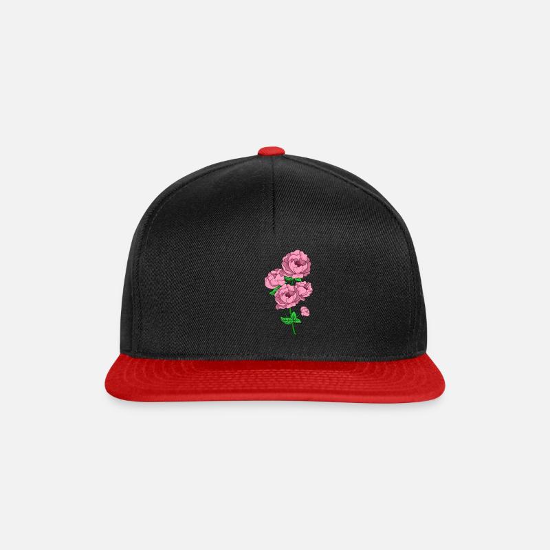 Peonies Flower Rose Spring Gift Idea - Snapback Cap - black/red