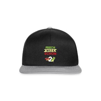 2 Jahre Geburtstag Junge Mädchen Drachen - Snapback Cap - Schwarz/Grau - Vorne