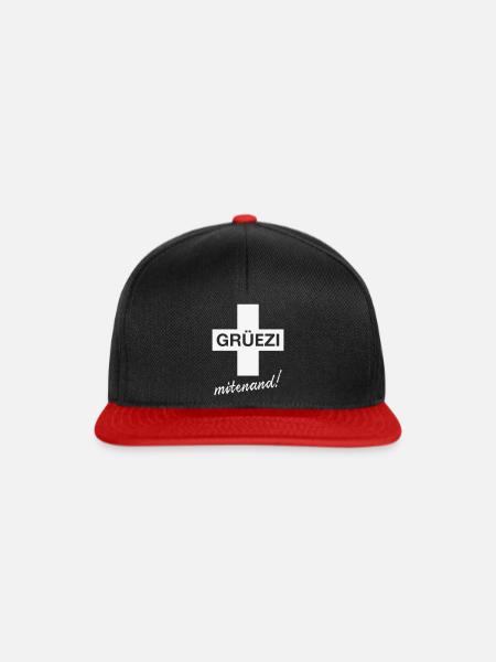 Grüezi Mitenand! (Schweizerfahne / Schweiz) - Snapback Cap - Schwarz/Rot