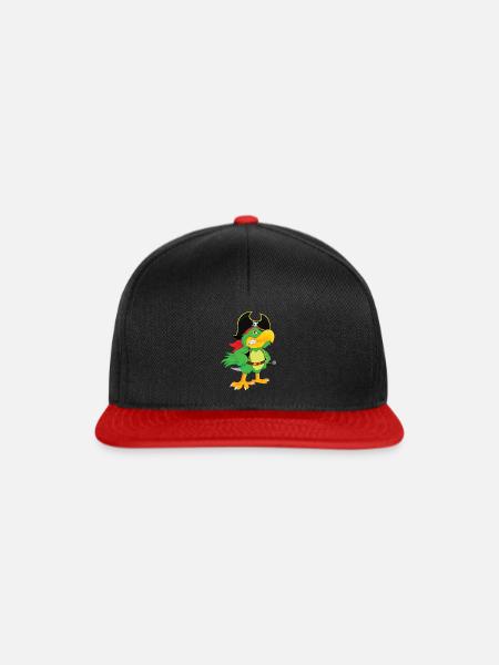 Piraten Papagei - Snapback Cap - Schwarz/Rot