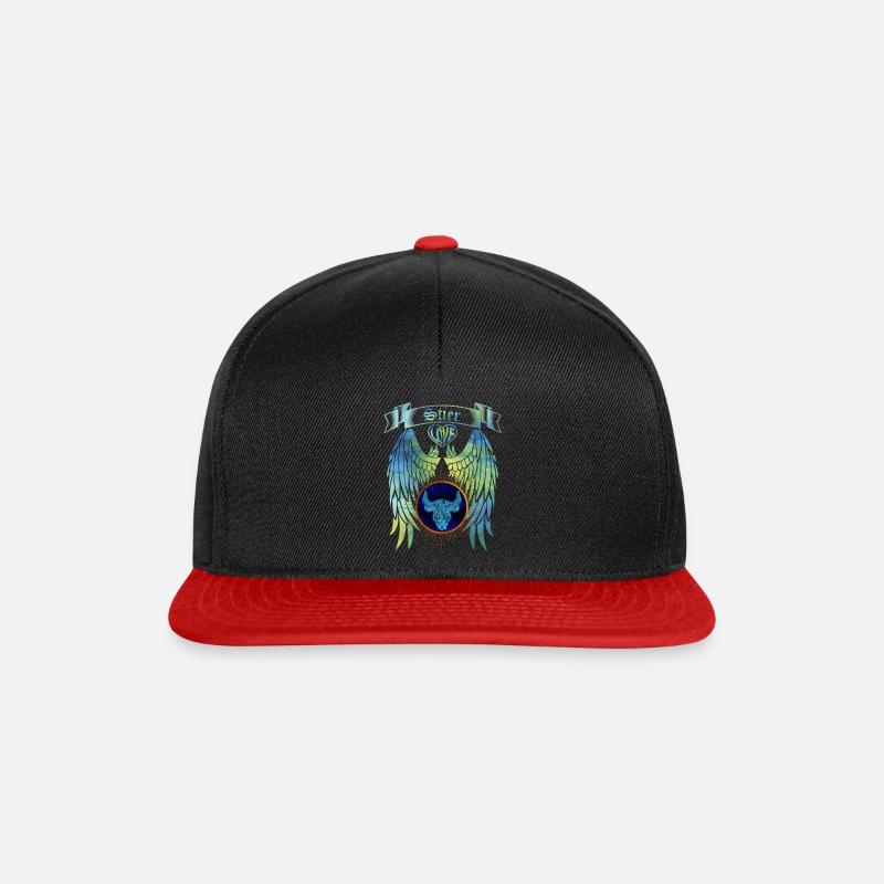 Sternzeichen Stier - Snapback Cap - Schwarz/Rot