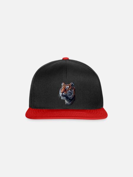 Tiger im Seitenprofil - Snapback Cap - Schwarz/Rot
